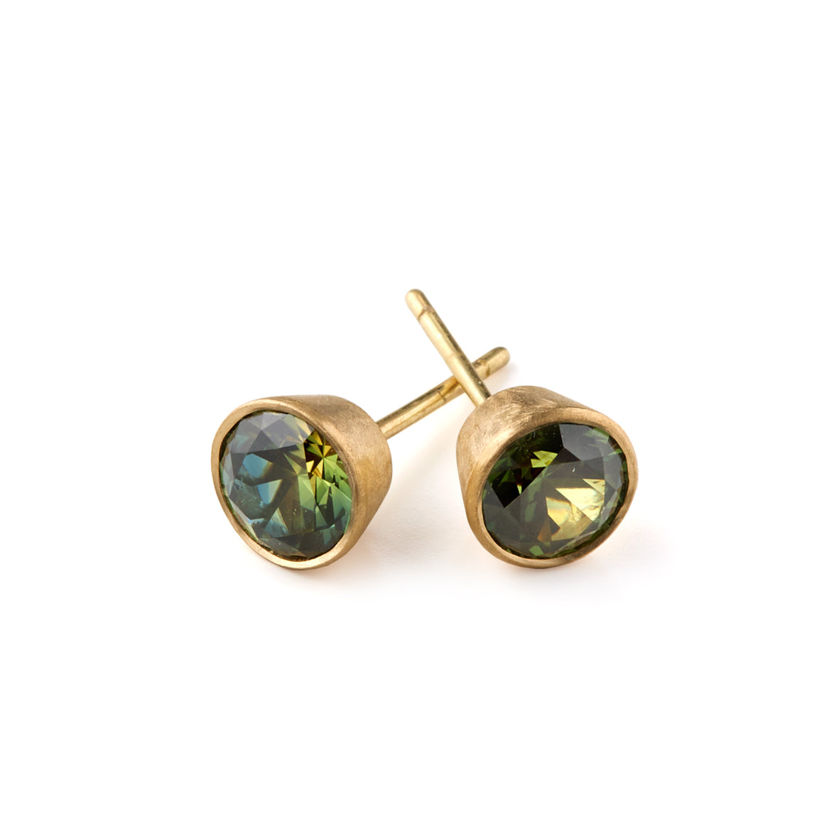 Green sapphire stud on sale earrings