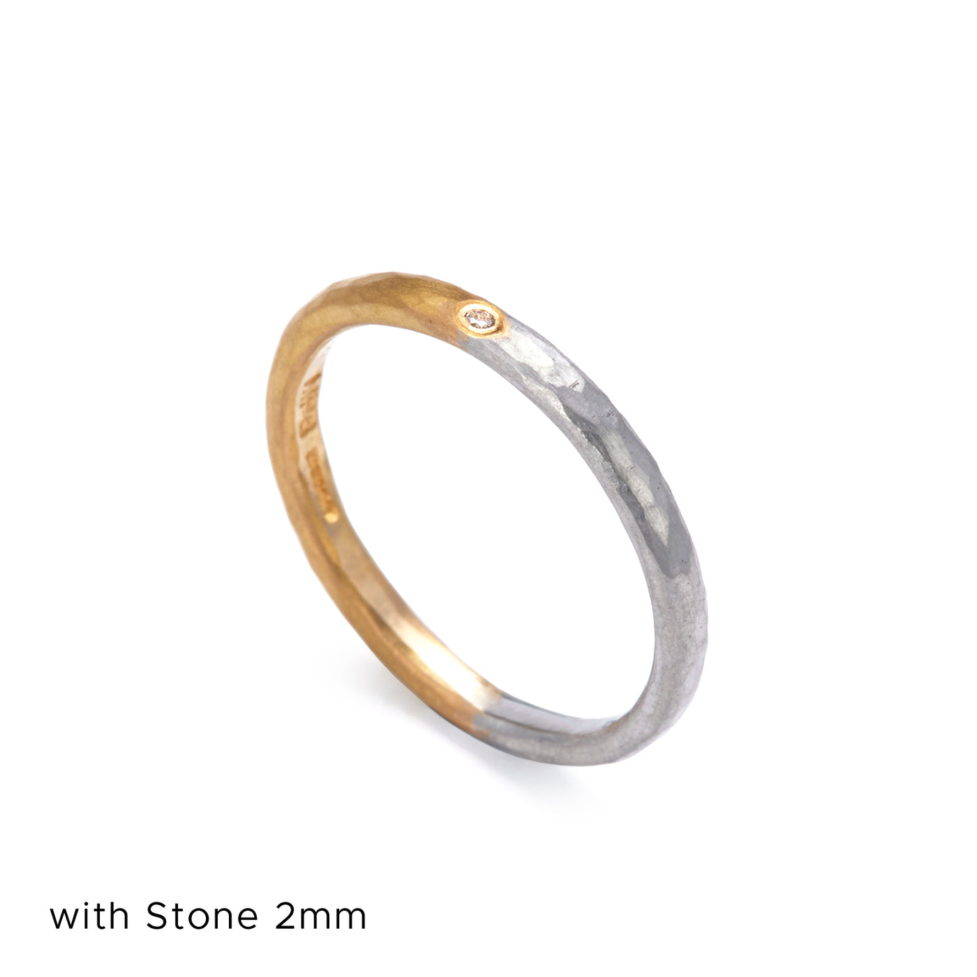 Half and Half Ring with Stone (Japanese)