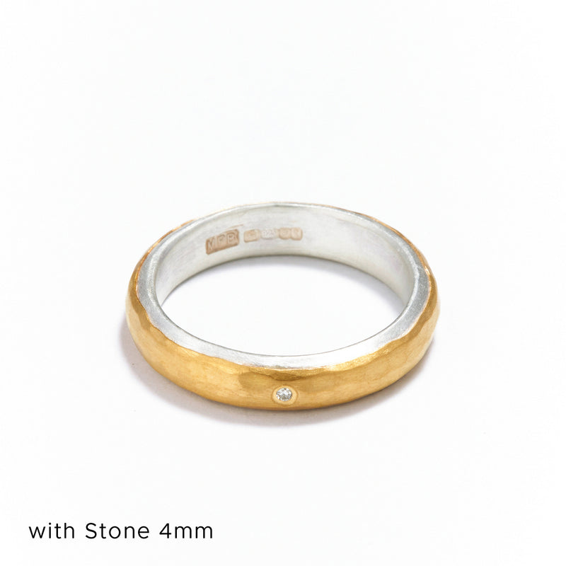 Silver and Gold RIng  with Stone (Japanese)